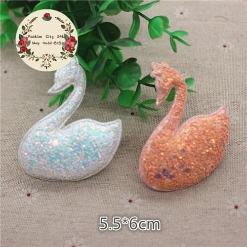 10pcs Padded Glitter Diamond Paillette 5.5*6CM Goose Patches Appliques For Clothes Sewing Supplies DIY Craft Decoration