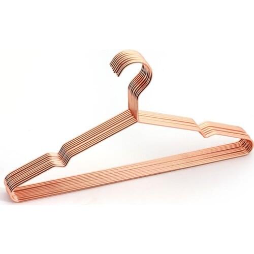100pcs Multipurpose Dry Cleaning Brass Elegant Rose Gold Clothes Hanger Wire Copper Coat Hanger Antiskid Organizer SN3893