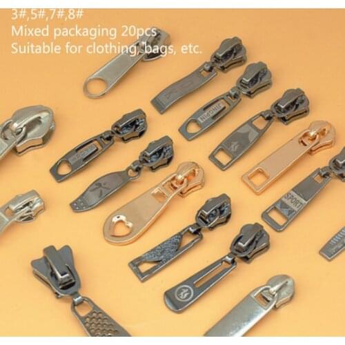 20Pcs/set 3# 5# 7# 8# 10# Fix Zipper Slider Zipper Head Zipper Repair Kit Replacement Zipper Daily Instant Zippers Sewing Clothe