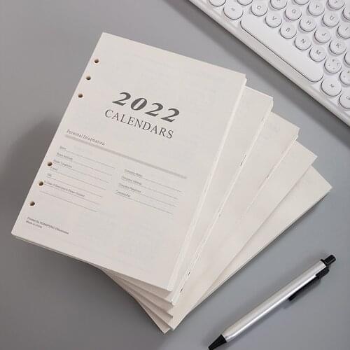 2022 A5 Loose Leaf Notebook Refill Spiral Binder Inner Page Weekly Monthly To Do Line Inside Paper Stationery 170 Sheets