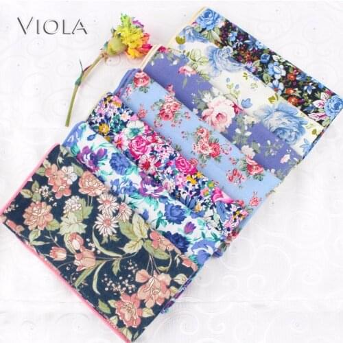27cm Chic Floral Printed Brisk Soft Handkerchief 100% Cotton Women&Men Hankie Wedding Pocket Square Adult Gift Accessory Quality