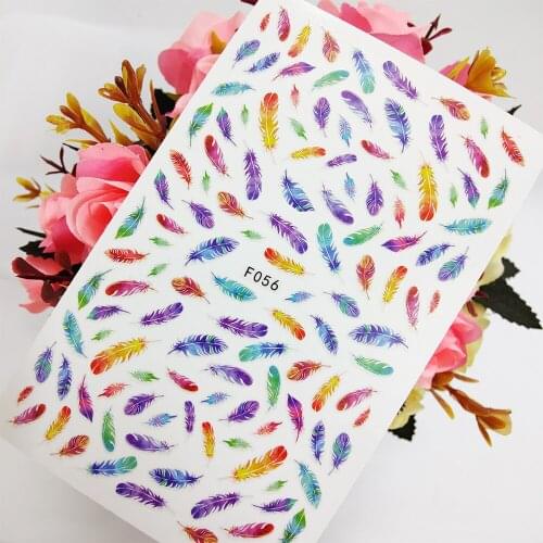 3D Nail Sticker Foil Design Colorful Beautiful Feathers Fahion Nail Art Decoraciones Sliders Manicure Accesorios Tips