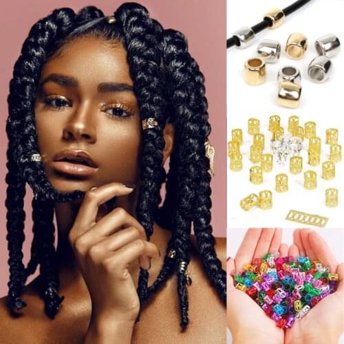 5-50Pcs/set Hair Ring Dreadlock Braid Bead Opening Rings Metal/Gold/Silver Clip Braid for African Braided Braids Accessories
