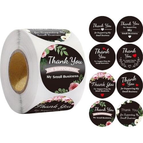 50-500pcs Round Black Business Label Stickers Paper Cute Thank You Stickers for Baking Packaging Seal Labels Stationery Stickers