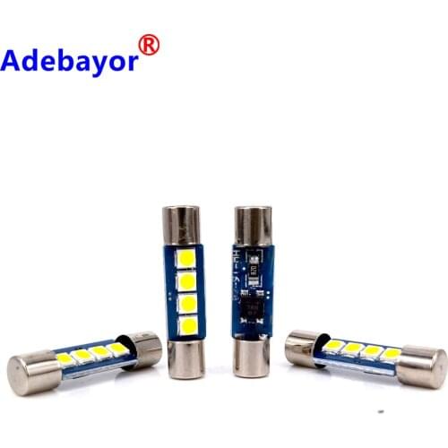 500pcs Festoon 28mm C5W 3030 4 SMD LED Lamp Bulb For Auto Interior Sun Visor Vanity Mirror Fuse Light White Car Styling