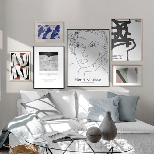 Heri Matisse Abstract Retro Fashion Modern Line Sketch Poster Prints Wall Art Canvas Pictures For Home Living Room Decoration