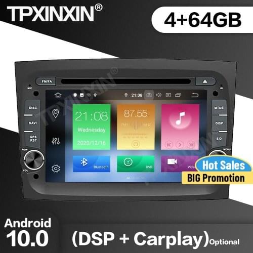 64GB DSP Car Radio 2 Din Stereo Receiver Android10.0 For FIAT DOBLO 2016 2017 2018 Gps Navi Multimedia Player Recorder Head Unit