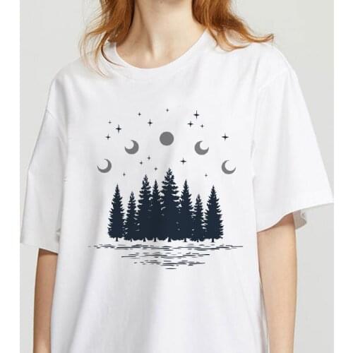 The Great Wave of Aesthetic T-Shirt Women Tumblr 90s Fashion Graphic Tee Cute T Shirts And forest shadow Summer Tops Female