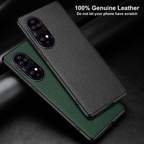Case For Huawei P50 Pro Luxury Business 100% Genuine Litchi Leather Bumper Back Cover For Huawei Honor 50 PRO Honor50 SE Shell