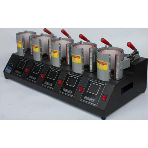 Digital 5 Stations Mug Press Machine Colorful Printing Cup Maker Hot Cup Baking Machine Five Stations Cup Baker