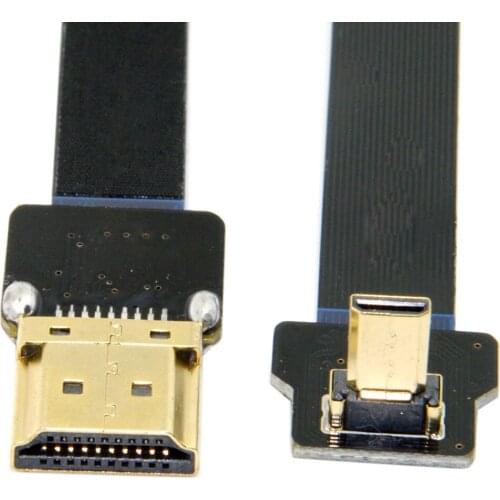 CYSM CYFPV 90 Degree Up Angled FPV Micro HDMI-compatible Male to HDMI-compatible Male Flat Cable 50cm for FPV HDTV Aerial