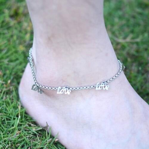 DIY 316L Stainless Steel Anklet Chain with Small Love Charms Stainless Steel Ankle Bracelet Foot Jewelry A004