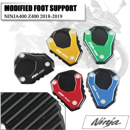 For KAWASAKI NINJA400 NINJA 400 Z400 2018 2019 2020 Motorcycle CNC Kickstand Foot Side Stand Extension Pad Support Plate Enlarge