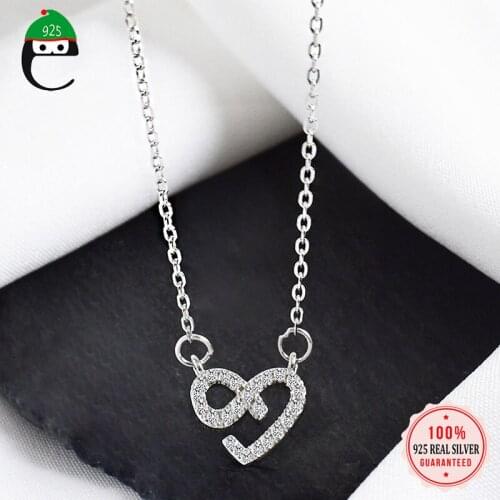 ElfoPlataSi Luxury 925 Sterling Silver Fashion Infinity Love Dazzling CZ Pendant Necklace For Women Wedding Party Jewelry DA13