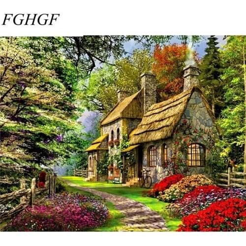 FGHGF Frameless Rural Landscape DIY Painting By Numbers Acrtylic Handpainted Oil Painting For Home Decor 40x50cm Artwork