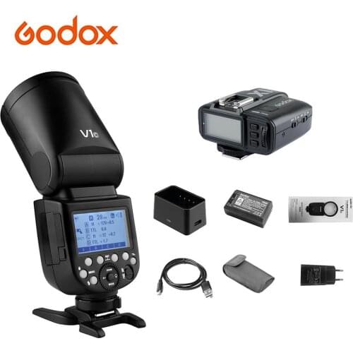 Godox V1C Camera Flash Round Head Wireless 2.4G for Canon EOS 1500D 5D Mark ll+GODOX X1T-C TTL 2.4G Wireless LCD Flash Trigger