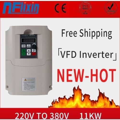 Hot Sale! 11KW Input 220V 1phase to Output 380V 3phase VFD Variable Frequency Inverter for CNC Spindle