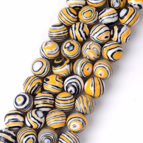 Wholesale 4 6 8 10 12mm Round Yellow Striped Agates Stone Loose Beads For Diy Jewelry Making Bracelet Jewellery Accessories 15"