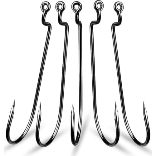 Fine Packaging Strengthened Narrow Belly Crank Hook Luya Soft Bait Fishing Hook 10pcs/pack