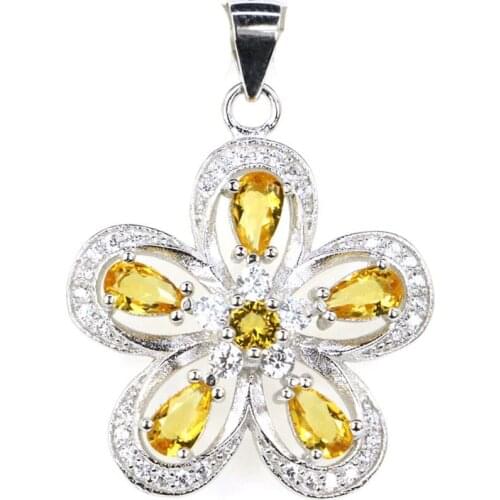 29x22mm Jazaz 3.1g Created Golden Citrine Green Amethyst Multi Color Aquamarine Tanzanite CZ 925 Solid Sterling Silver Pendant