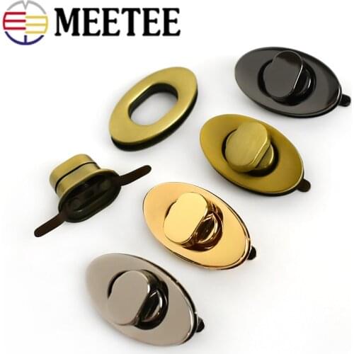 Meetee 2/4pcs 38X22mm Bag Lock Clasp Metal Oval Twist Locks Buckle DIY Handbag Turn Closure Catch Clasp Buckle Hardware Repair