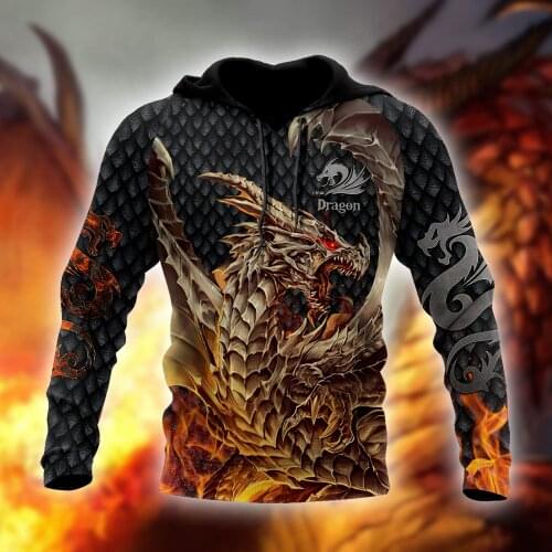 Beautiful Dragon Tatoo 3D All Over Printed Men Hoodie Autumn and winter Unisex Sweatshirt Zip Pullover Casual Streetwear KJ422