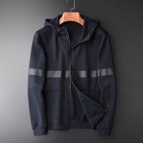 Mens Hoodies Autumn Fashoion New Jelly Printed Zipper Hooded Sweatshirt Men Hight Quality Slim Fit Simple Navy Men Hoodie