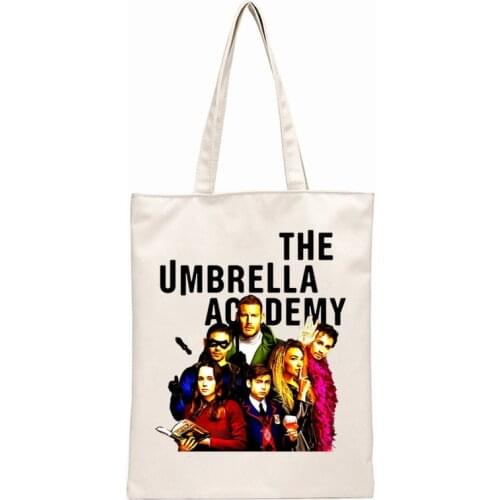 The Umbrella Academy Cha-Cha Diego Vanya Luther New Art Canvas Bag Totes Simple Print Shopping Bags Girls Life Casual Pacakge