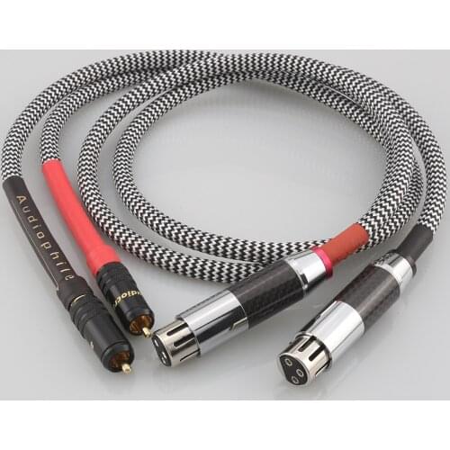 New A10 audio Signature OFC Silver-Plated RCA Male To Black carbon fiber XLR Female Plug Audio Cable