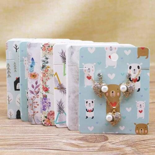 New arrival Jewelry package Card 8*10cm fruits/flower marbling paper necklace earring set pendant package card 25pc+25bag /lot