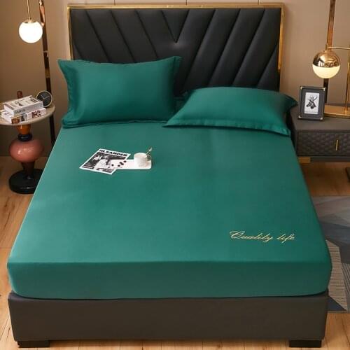 Solid Satin Silk Fitted Sheet High-End Solid Color Mattress Cover Elastic Band Bed Sheet Bedsheet 160x200