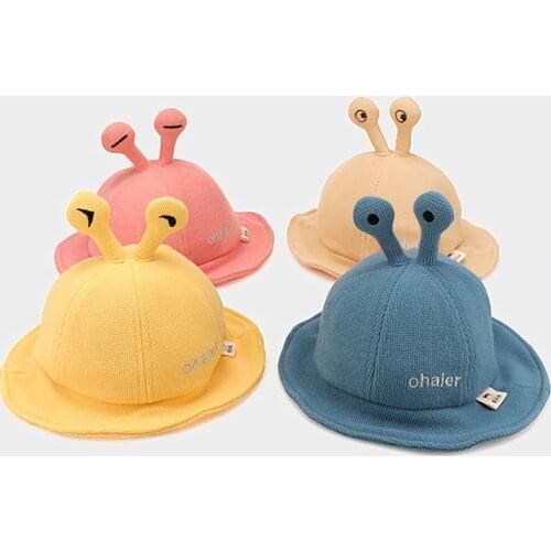 Autumn Winter Thickened Cotton Baby Hats Lovely Cartoon Snail Kids Boys Girls Caps Warm Bucket Caps