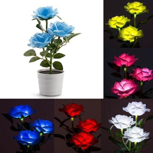 Solar Garden Lights Outdoor Decorative Solar Rose Flower Lights LED Artificial Rose Pot Flower Bonsai LED Lamp Lampy Solarne