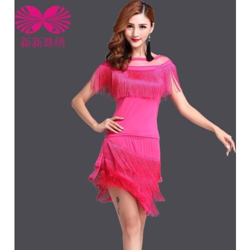 2017 Ballroom Dress Latin Dance Dress Tango For Ladies Suits Performance Wear Tassel Sequins Clothing Womens Skirt High-grade