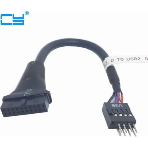 USB 2.0 9 Pin header male to Motherboard USB 3.0 20pin Housing Female 10cm cable