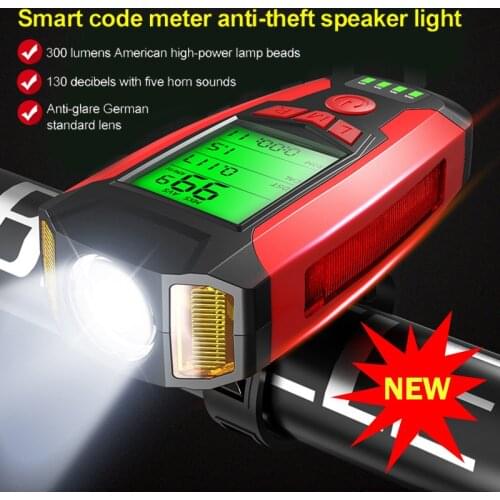 Bicycle Light with Bike Computer Speedometer USB Bike Lamp COB LED Front Headlight Digital Cycling Odometer Bike Accessories