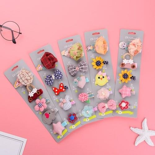 1 Set =5PCS girls flowers hair clips cartoon hairpins toddlers kids Children Animal Bow SAFE Barrettes Hair Accessories Headwear