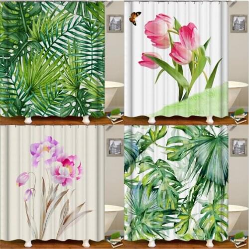 Green plant leaves curtain bathroom pink shower curtain set leaves shower curtain shower curtains gold shower curtain bathroom