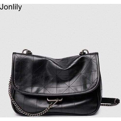Jonlily Women PU Leather Shoulder Bag Female Messenger Crossbody Bag Long Chain City Daybag Teens Purse -KG486