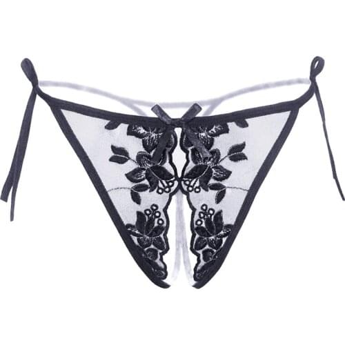 AIIOU Women Sexy Lace Thongs Ladies Panties Femme G-String Floral Underpants Low-Rise Perspective Lingerie Underwear Hot T Pants