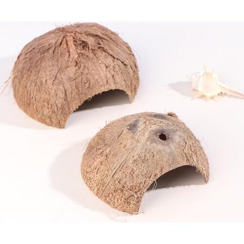 1pcs Reptiel Verbergen Habitat Natuurlijke Kokosnoot Lizard Spider Kleine Dier Cave Huis