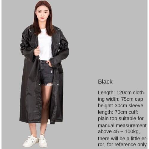 High Quality 1PC 145*68CM EVA Unisex Raincoat Thickened Waterproof Rain Coat Women Men Black Camping Waterproof Rainwear Suit