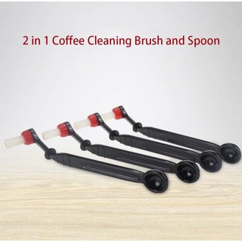 Coffee Machine Brush Cleaner with Spoon 2 in 1, Barista Espresso Machine Brush Replacement Head, Coffee Cleaning Tool