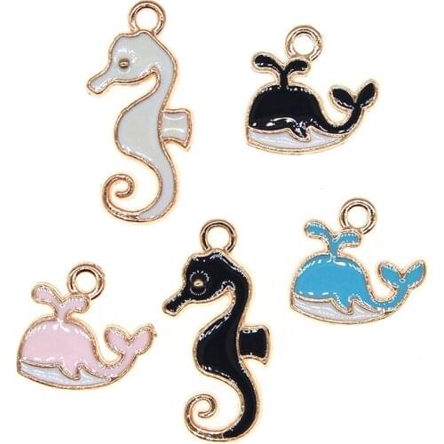 20pcs Whale Hippocampus Charms for Jewelry Accessories DIY Enamel Charms Handmade Crafts Necklaces Pendants Earrings Making