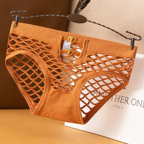 2021 Sexy Womens Panties Mesh Hollow Out Lingerie Breathable Nylon Underwear Ladies Fashion Temptation Underpants Female Briefs