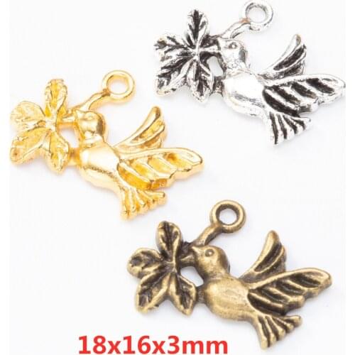 50 pieces of retro metal zinc alloy bird 1 pendant DIY handmade jewelry necklace making 8413