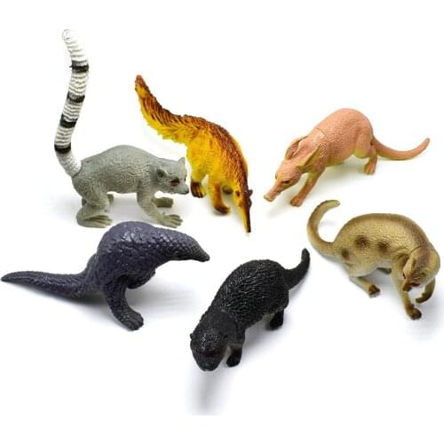 6Pcs Simulation Bobcat Anteater Wild Animal Model Action Figure Collection Toy Children Kid toy Gift