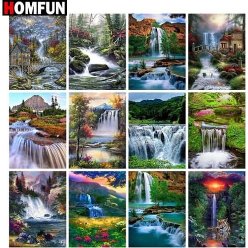 HOMFUN Full Square/Round Drill 5D DIY Diamond Painting "Waterval Landscape" Embroidery Cross Stitch 5D Home Decor Gift
