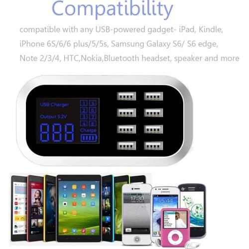 LCD Display 8 Port USB Fast Charger