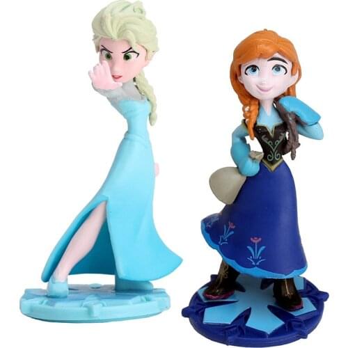2 Styles 9cm Disney Cartoon Anime Frozen Princess Anna Elsa Action Figures Toy Doll Cake Decorations Model Toy Girls Gift